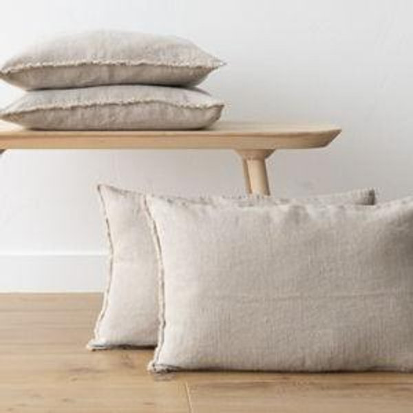 Linen Cushion Cover Natural Terra Fringe - LinenMe