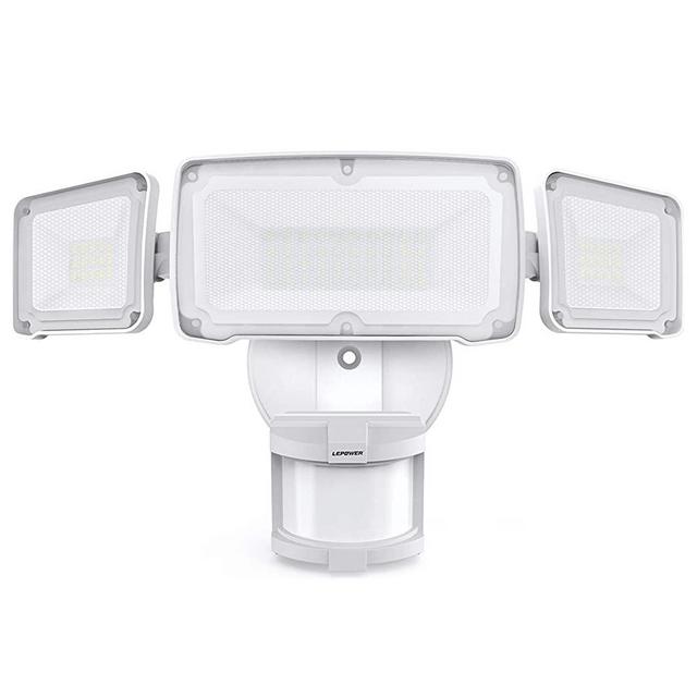 LEPOWER 35W LED Security Lights Motion Sensor Light Outdoor, 3500LM Motion Security Light, 5500K, IP65 Waterproof, 3 Head Motion Detected Flood Light for Garage, Yard, Entryways (NOT Solar Powered)