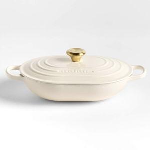 Le Creuset 3.75-Qt. Sea Salt Enameled Cast Iron Covered Oval Casserole Dish + Reviews | Crate & Barrel