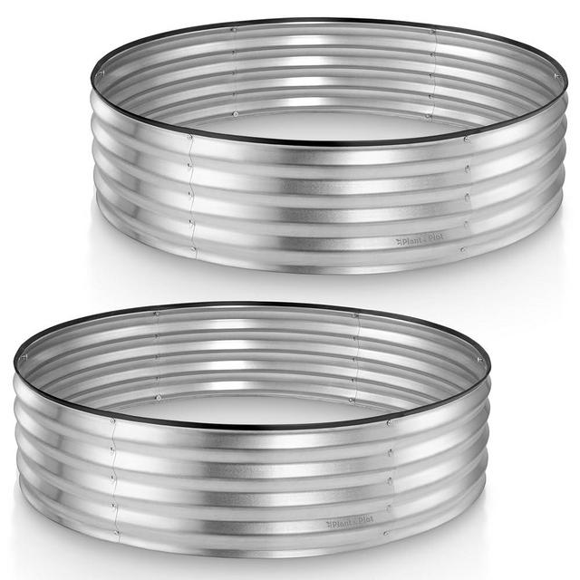 Round Galvanized Raised Garden Bed // 4×4×1 ft (2-Pack) Galvanized Raised Garden Beds Outdoor for Gardening, Vegetables, Flowers // Patent Pending Round Planter // Tool-Free Assembly Metal Fire Ring