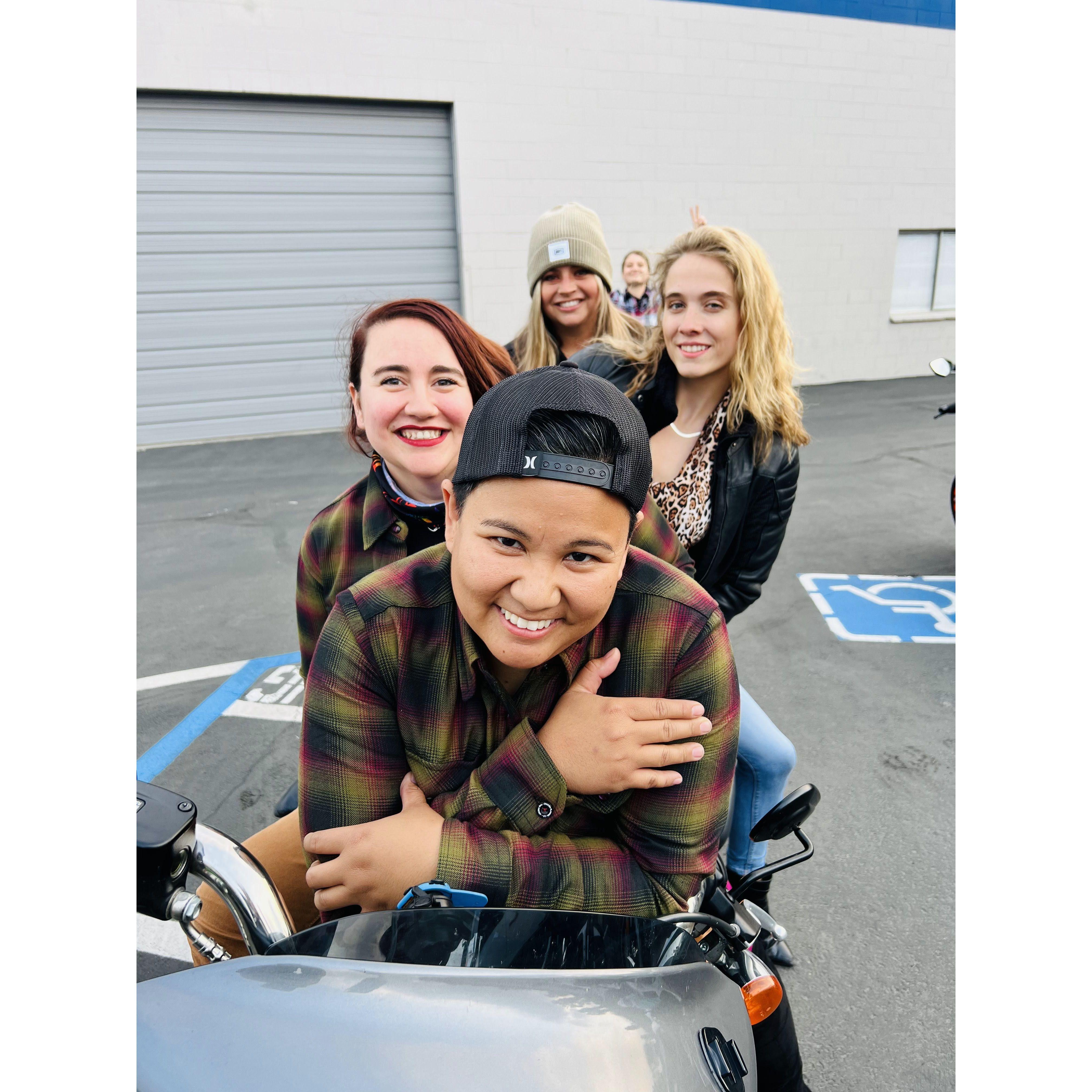 Our little biker family, (front to back-Dianne, Tori, Kat, Ali and Alyssa)
