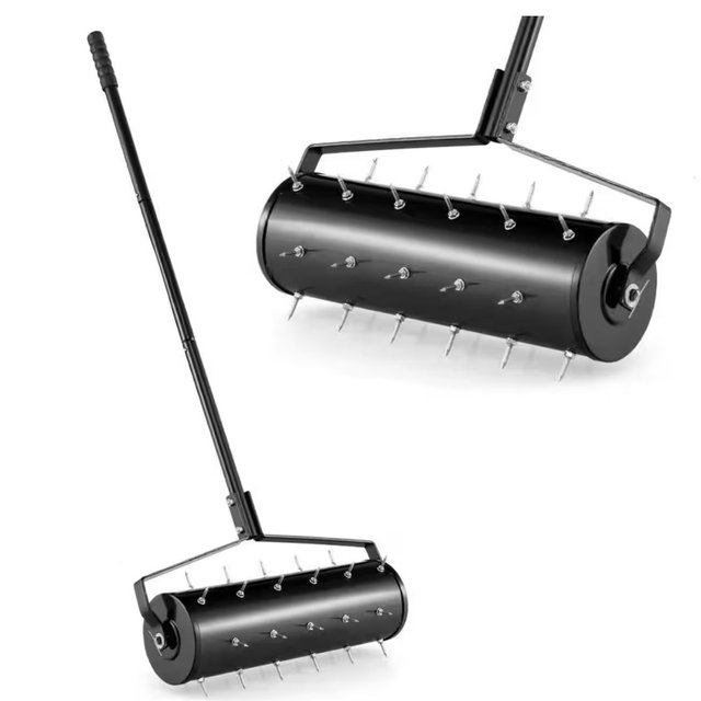 Costway 21 in. Manual Lawn 36-Tine Spike Aerator Grass Aeration Tool Filled with Sand or Stone in Black HCST02955