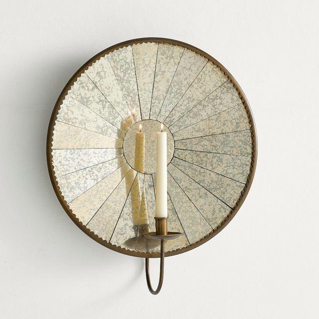 Antique Wall Sconce Taper Holder, Metal