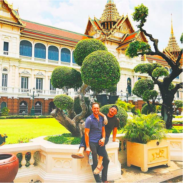Two queens at the royal palace in Bangkok.