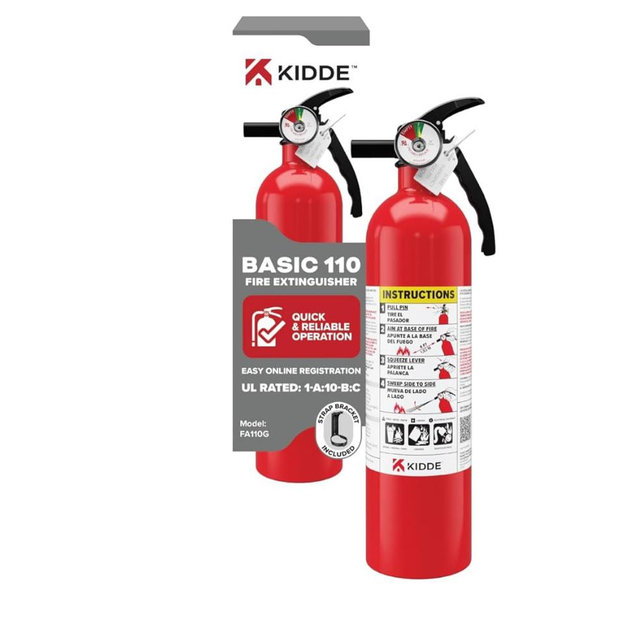 Kidde FA110G Multi Purpose Fire Extinguisher, Wall Mount, for Home/Office/Dorm/Residential, 1A10BC