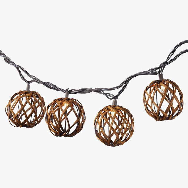 Rattan LED Sphere String Lights, 6'