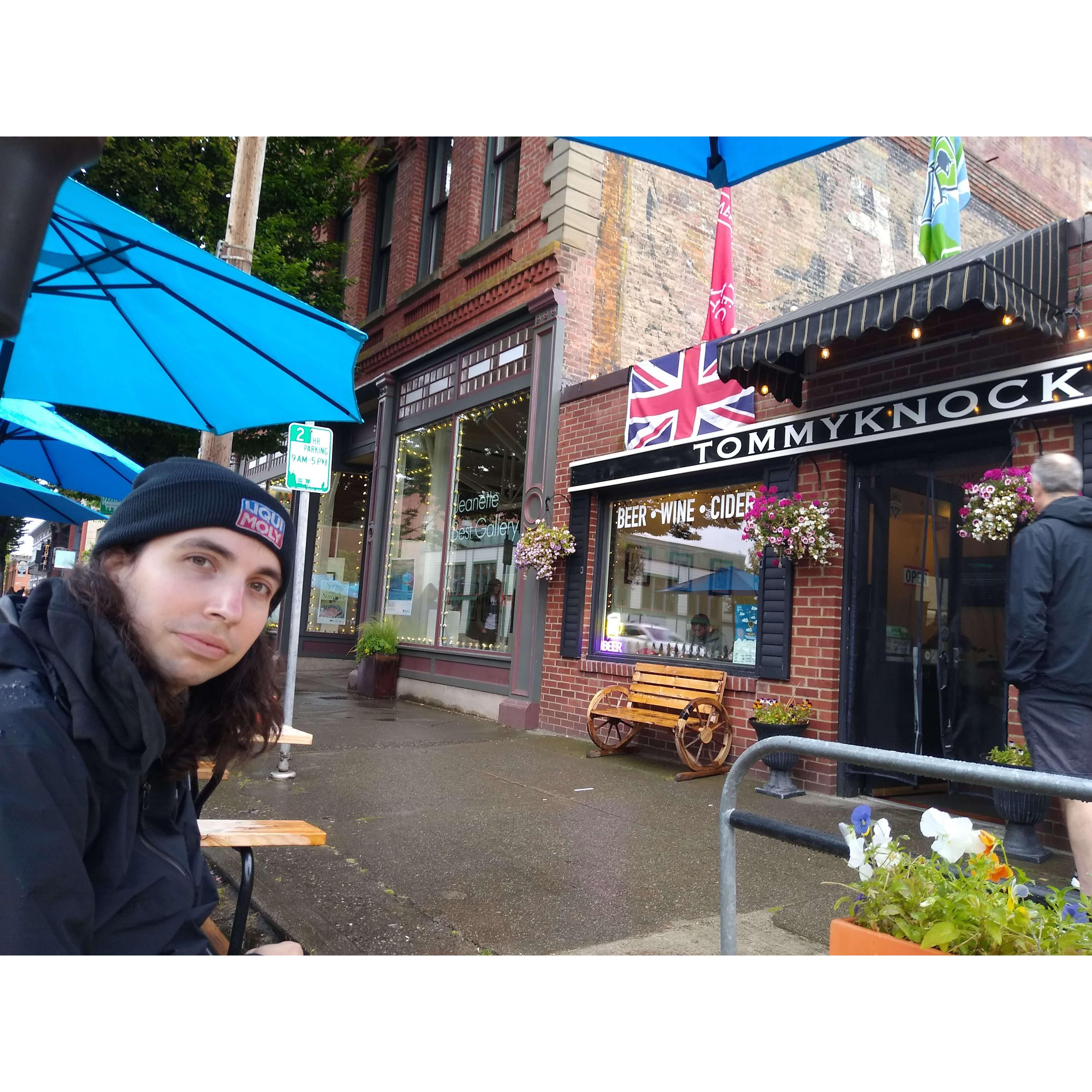 Waiting for our delicious vegan handpies from Tommyknockers in Port Townsend, WA