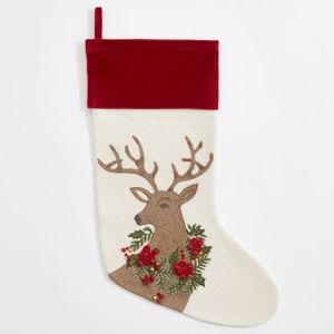 Holiday Deer Crewel Stocking