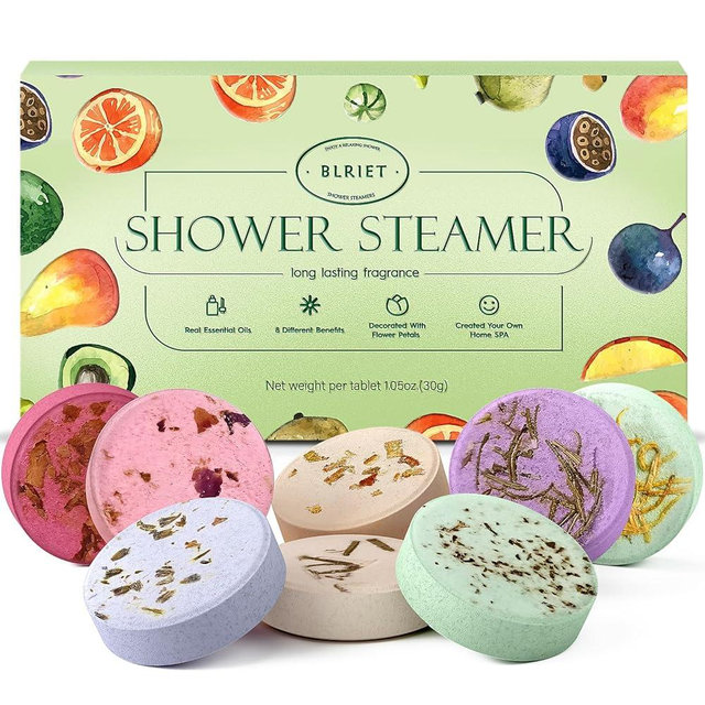 Shower Steamers Aromatherapy - 8 Pack Shower Bombs Fruit Scents with Essential Oils, Birthday Gifts for Girlfriend, Her, Men, Mom, Teens, Self Care Relaxation Home SPA Stress Relief
