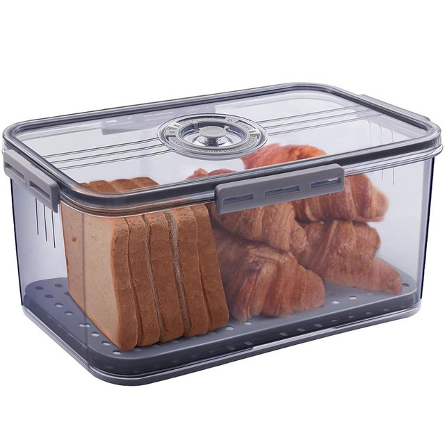 Gifhomfix Bread Box Bread Boxes for Kitchen Counter Airtight, Time Recording Bread Storage Container with Lid, Bread Keeper for Homemade Bread, Toast, Bagel, Donut and Cookies, LARGE