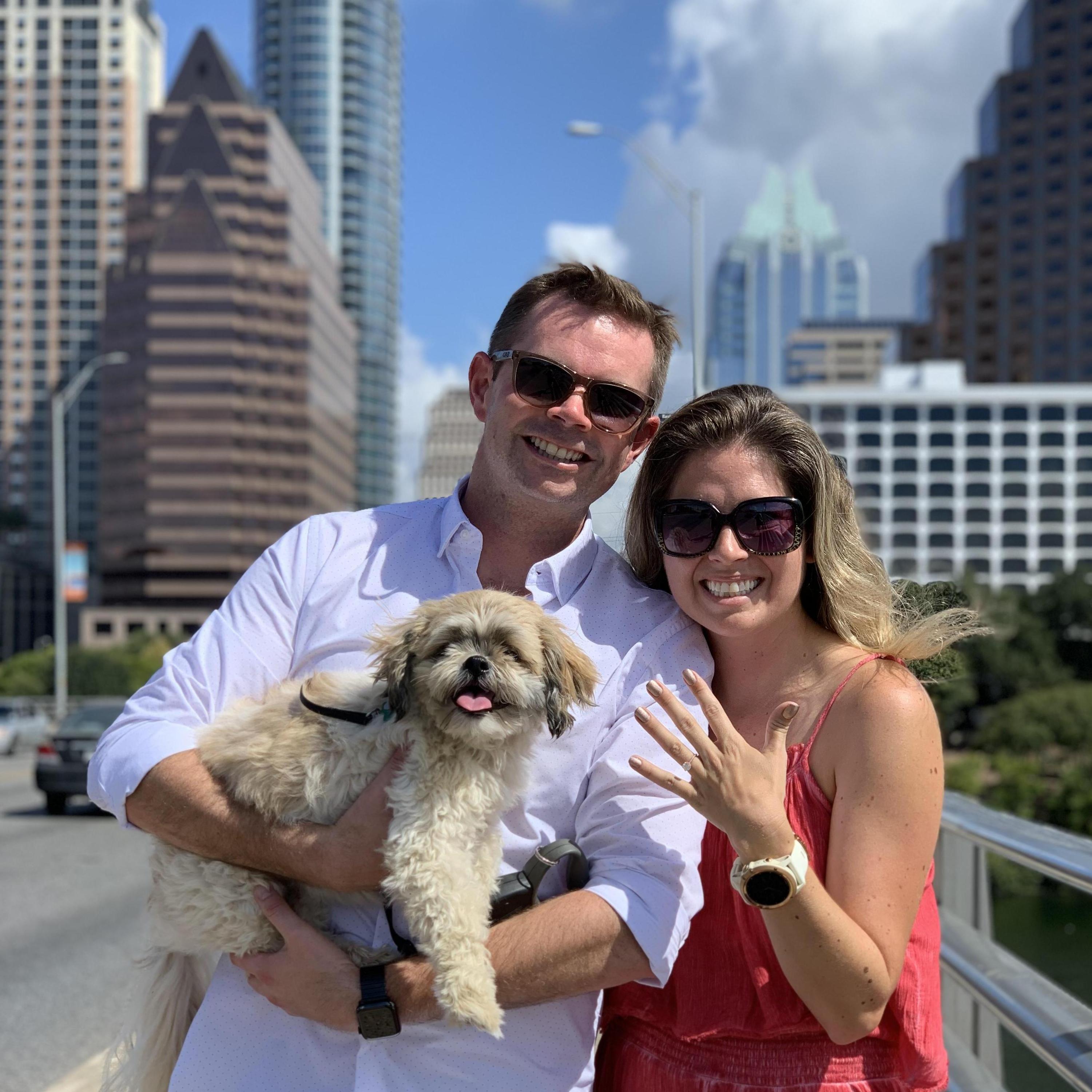 Family pic on the Congress bridge right after the proposal