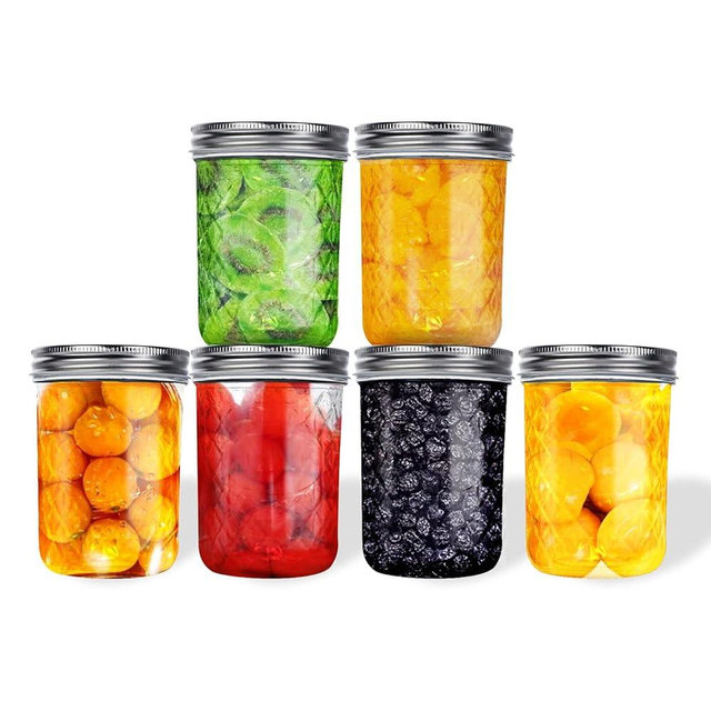 16 oz Wide Mouth Mason Jars, 6 Piece Glass Clear Mason Jar Canning Jars with Lids for Pickling Fermenting Storing Home Decor Salad Jars Overnight Oats Fruit Preserves Jam Food Storage DIY Projects