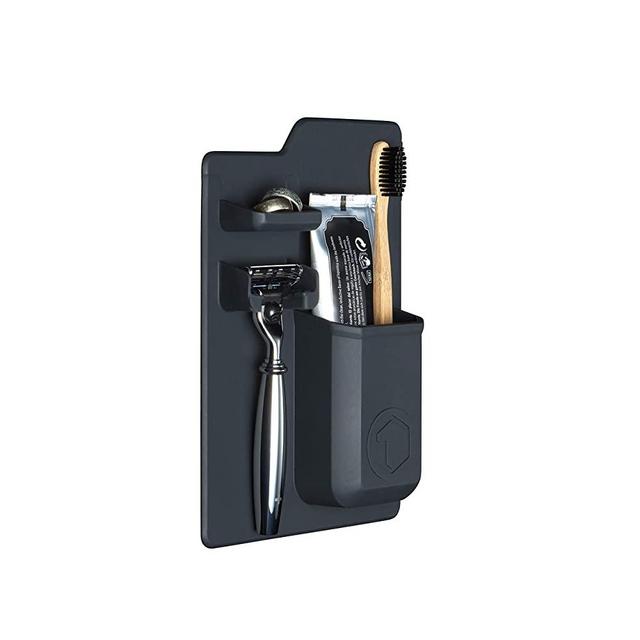 Tooletries - The Harvey (Charcoal), Silicone Waterproof Toothbrush Holder/razor Holder For Small Toiletry Items, Silicone Toiletry Organizer, Shower And Bathroom. Features Silicone Grip Technology