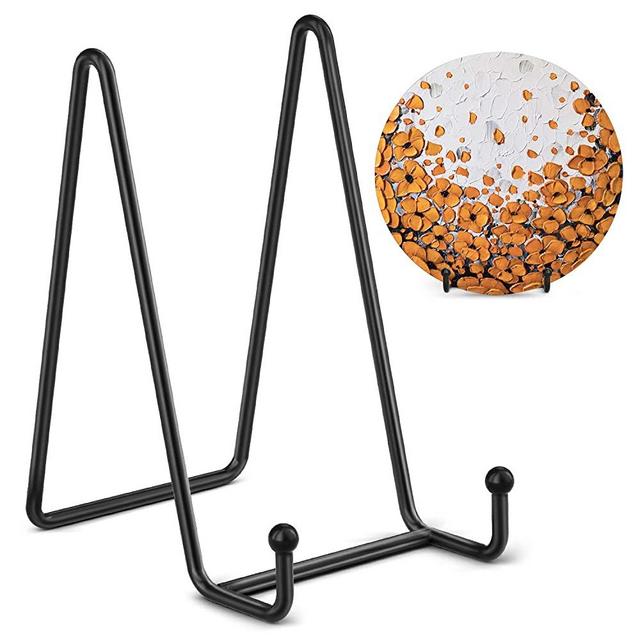 TR-LIFE Plate Stands for Display - 6 Inch Plate Holder Display Stand + Metal Frame Holder Stand for Picture, Decorative Plate, Book, Photo Easel (2 Pack)