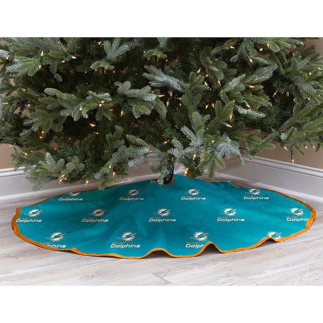 Pegasus Home Fashions Teal Miami Dolphins Micro Plush Christmas Tree Skirt