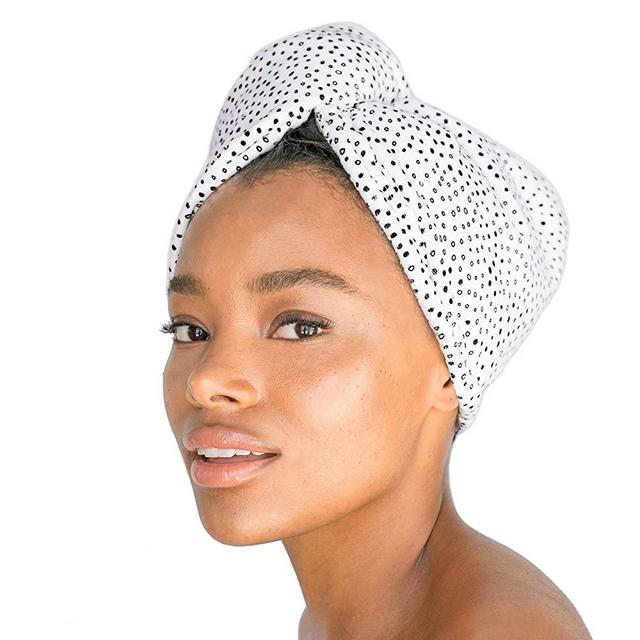 Kitsch Microfiber Hair Towel Wrap for Women, Hair Turban for Drying Wet Hair, Easy Twist Hair Towels, Super Absorbent and Ultra Soft (Micro Dot)