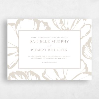 White Floral Wedding Invitation - Esme Landscape