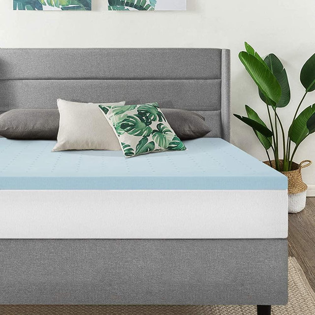 Best Price Mattress 1.5 Inch Ventilated Memory Foam Mattress Topper, Cooling Gel Infusion, CertiPUR-US Certified, Queen