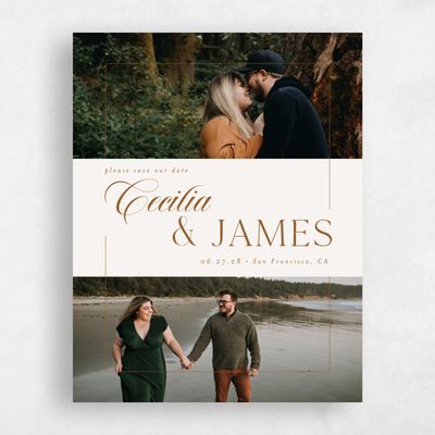 Light Oatmeal, Beige Wedding Save the Date - Carulas Multiphoto