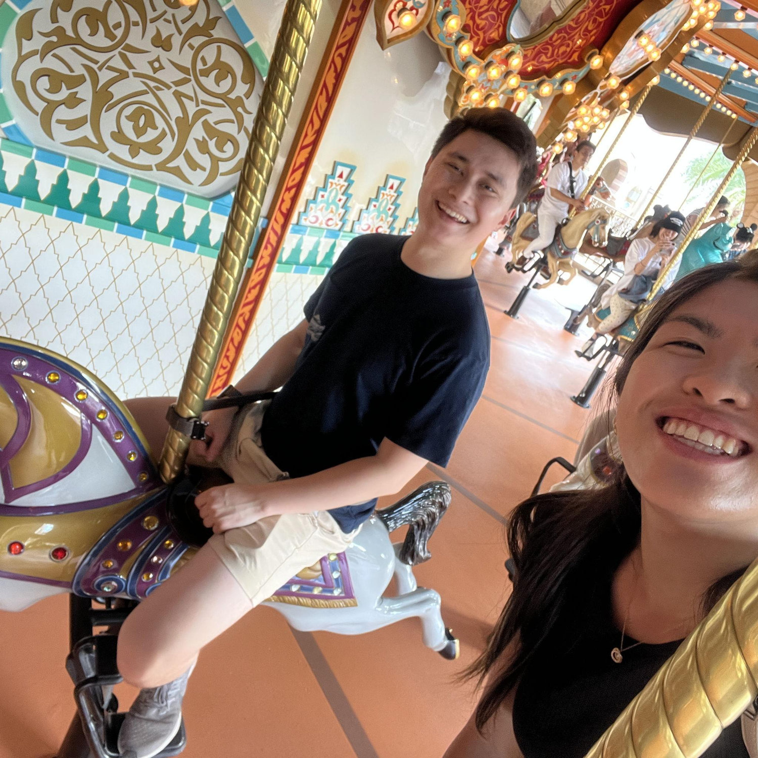 You're never too old to ride a merry-go-around