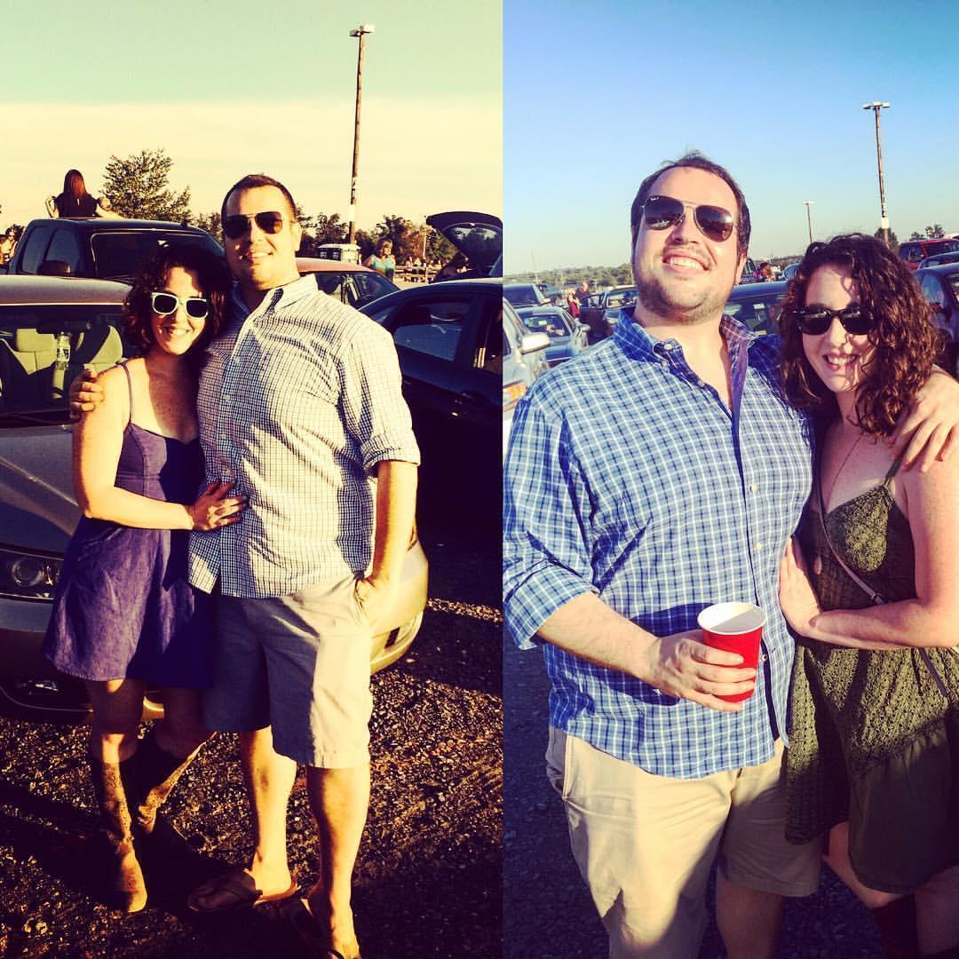 Our first ever picture together (left) and us together at the same concert almost exactly two years later (right).