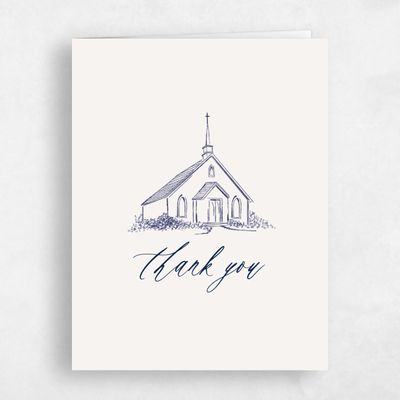 Navy, Blue Wedding Thank You - Chapel Portrait