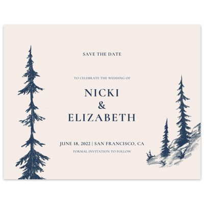 Navy, Blue Wedding Digital Save the Date - Woodland Forest
