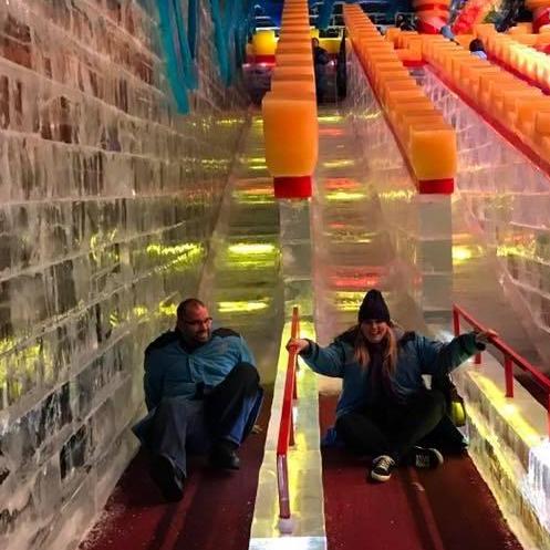 Sliding down the Ice Slide at ICE! 2016