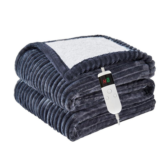 Qieryun Heated Blanket Electric Full, Soft Flannel Heating Blanket with 8 Hours Auto Off 10 Fast Heating Levels Machine Washable Sherpa Heated Blanket with Overheating Protection
