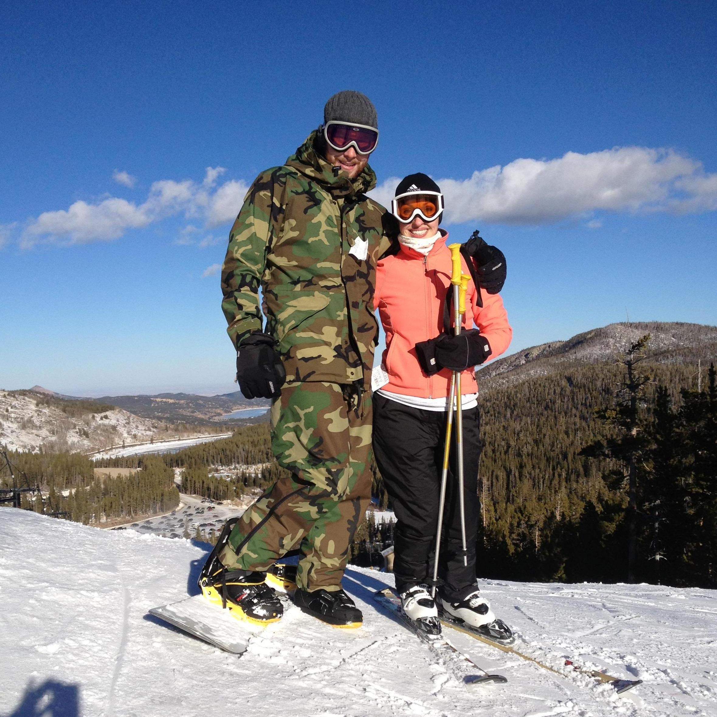 Our first ski/snowboard trip in February 2013 in Colorado.  Before Adam gave up snowboarding for skiing.