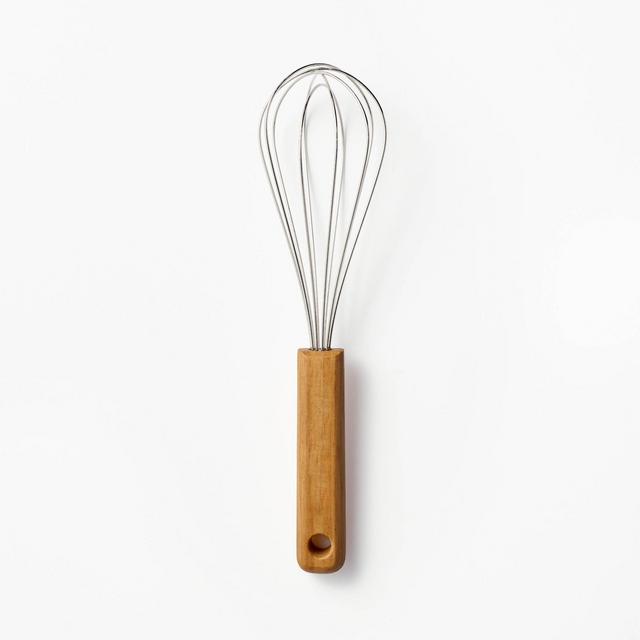 9" Stainless Steel Whisk with Wood Handle Brown - Figmint™