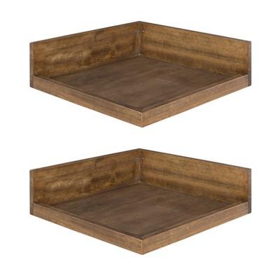 4.5&#34; x 2.2&#34; 2pk Levie Floating Corner Wooden Wall Shelf Set Brown - Kate &#38; Laurel All Things Decor