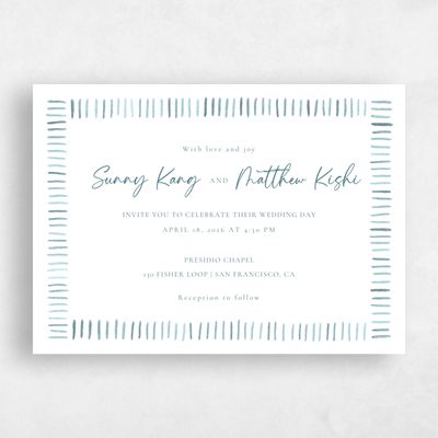 Grayed Teal, Blue Wedding Invitation - Lund Landscape