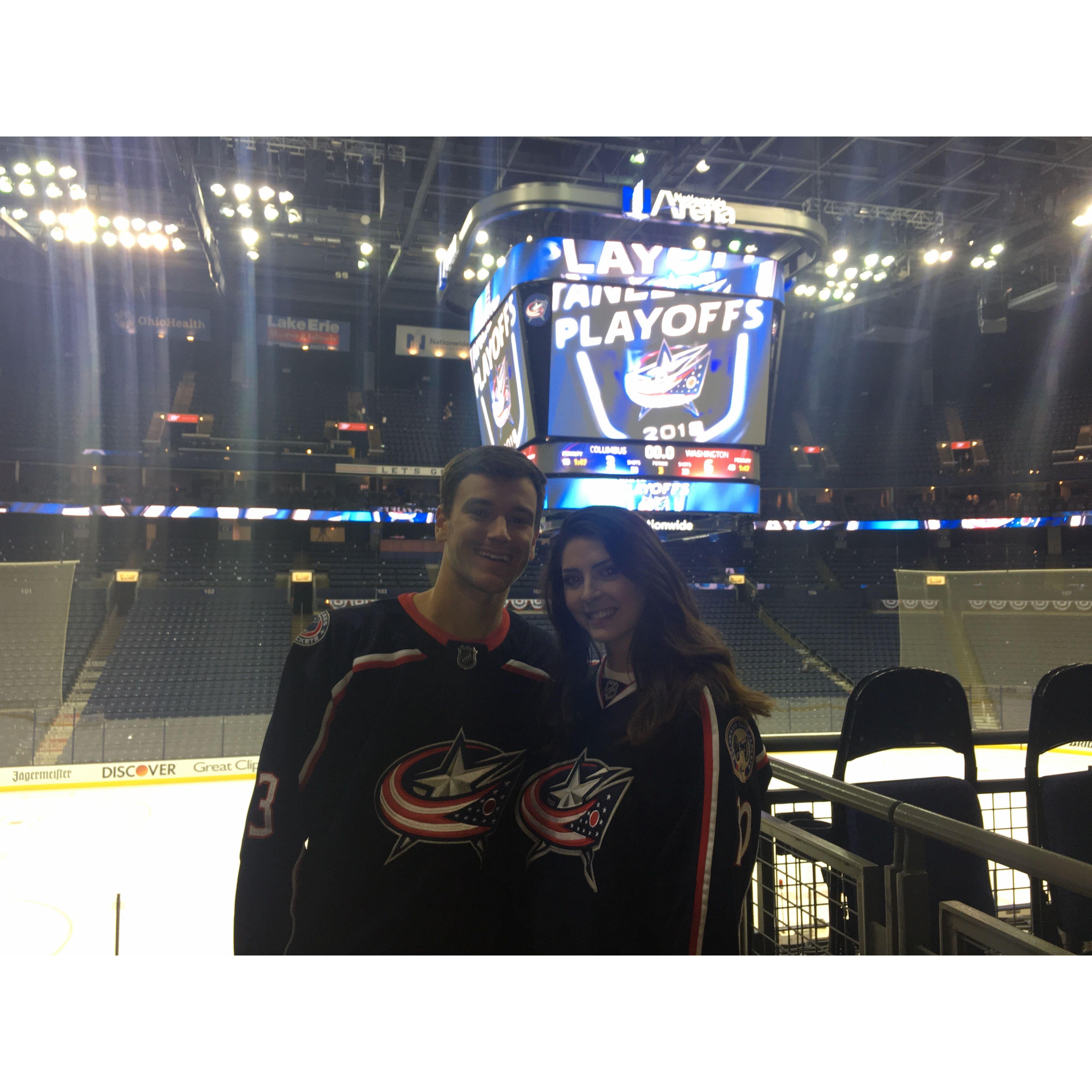Our first date on April 23rd, 2018 to a Columbus Blue Jackets playoff hockey game