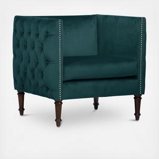 Velvet Nail Button Arm Chair