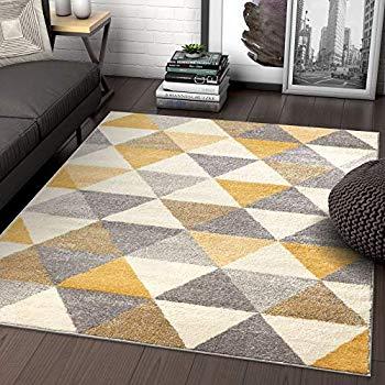 Well Woven Isometry Gold & Grey Pattern Area Rug