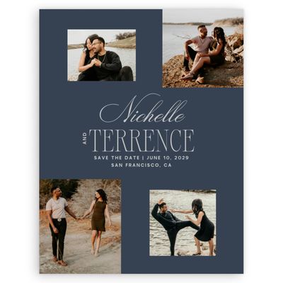 Grayed Navy, Blue Wedding Digital Save the Date - Solange Photo