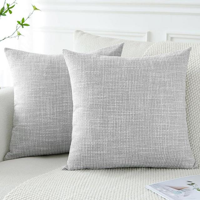 OTOSTAR Linen Throw Pillow Covers Set of 2 Decorative Square Pillowcases Cushion Covers 24x24 Inch for Home Decor Sofa Bedroom Car 60 x 60 CM Light Grey