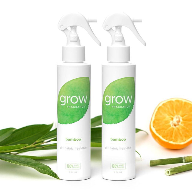 Grow Fragrance Scented Fabric and Room Air Freshener Spray - Certified Non-Toxic, 100% Plant-Based Essential Oils - 5 oz (Bamboo 2-Pack)