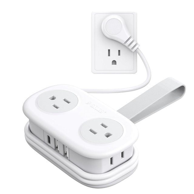 Travel Power Strip, ORICO 4 Outlets 3 USB Ports (1 USB C) with 4FT Wrapped Short Extension Cord, Compact Power Strip for Hotel Travel Essentials Cruise Approved-AP3