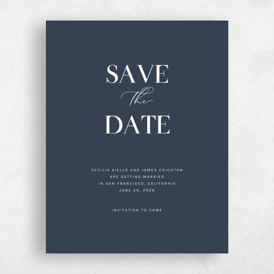 Grayed Navy, Blue Wedding Save the Date - Margret Portrait