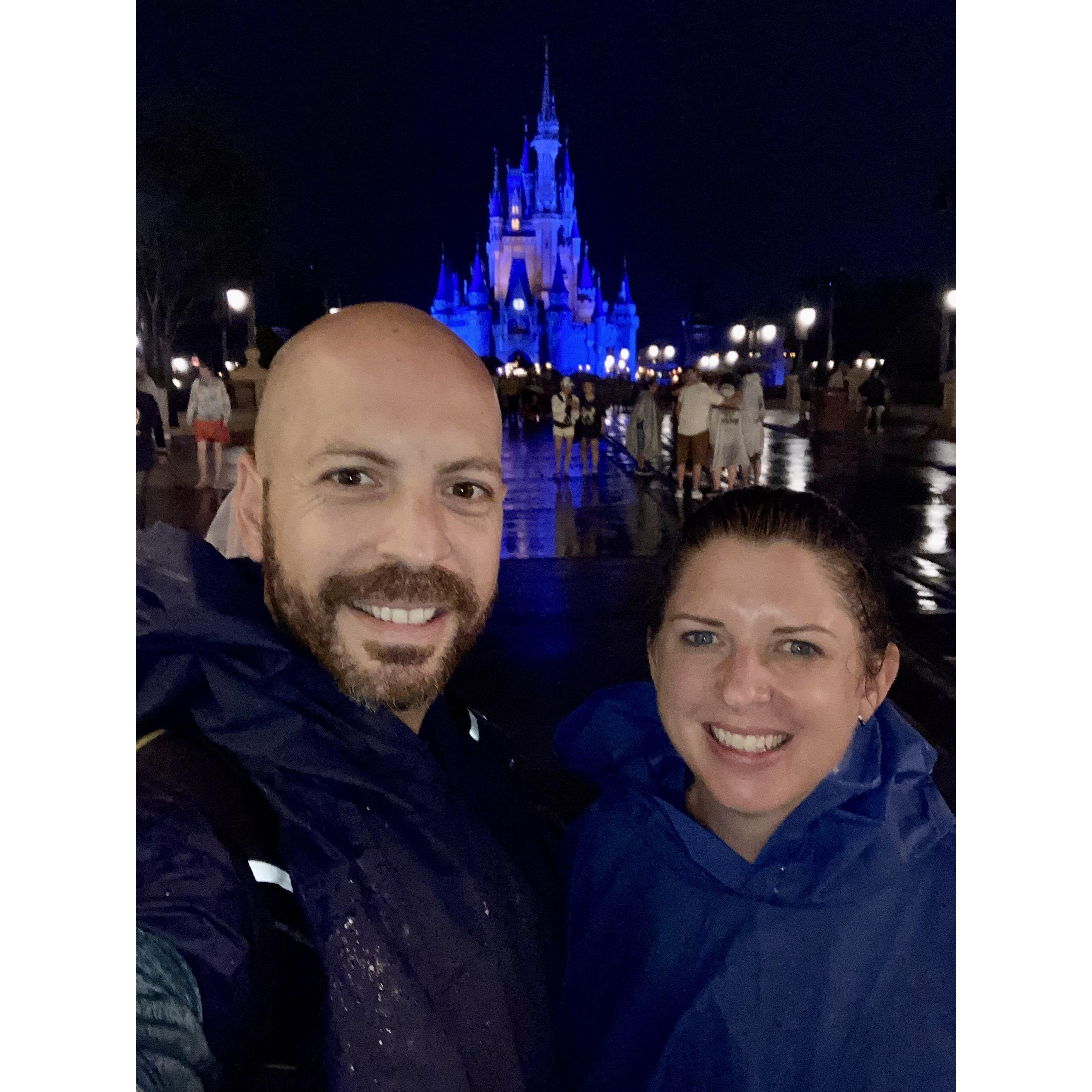 Enjoying Disney in VERY EXPENSIVE ponchos.