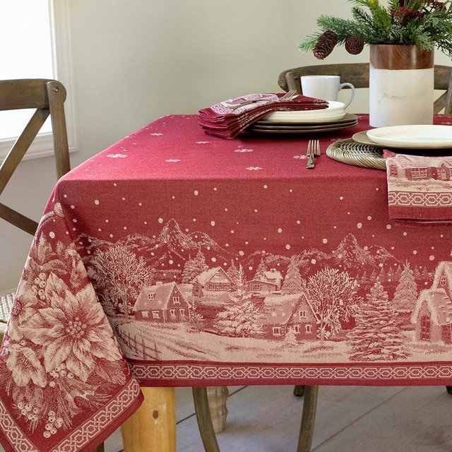 Benson Mills Engineered Jacquard Heavyweight Fabric Table Cloth, Holiday, Winter, and Christmas Tablecloth (Christmas Story, 60" x 120" Rectangular)