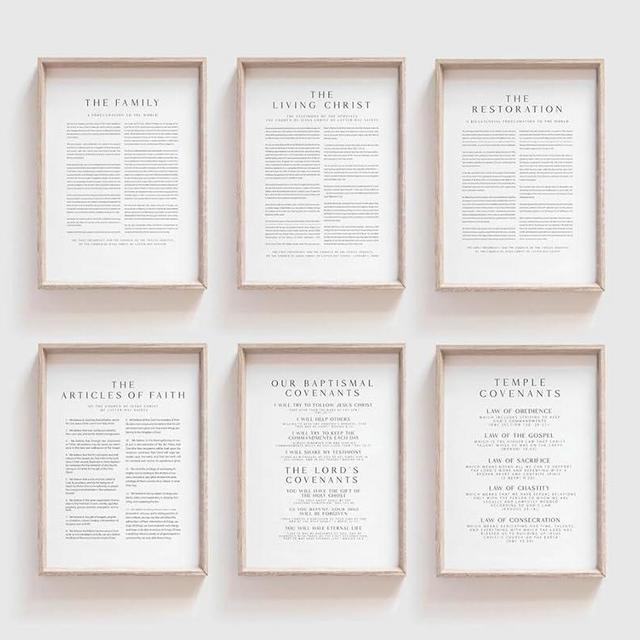 NATVVA Living Christ Print Set of 6 Posters Proclamation Print Poster Family Proclamation Articles Faith Wall Art Canvas Artwork Wall Decor Prints Painting Home Bedroom Decoration No Frame