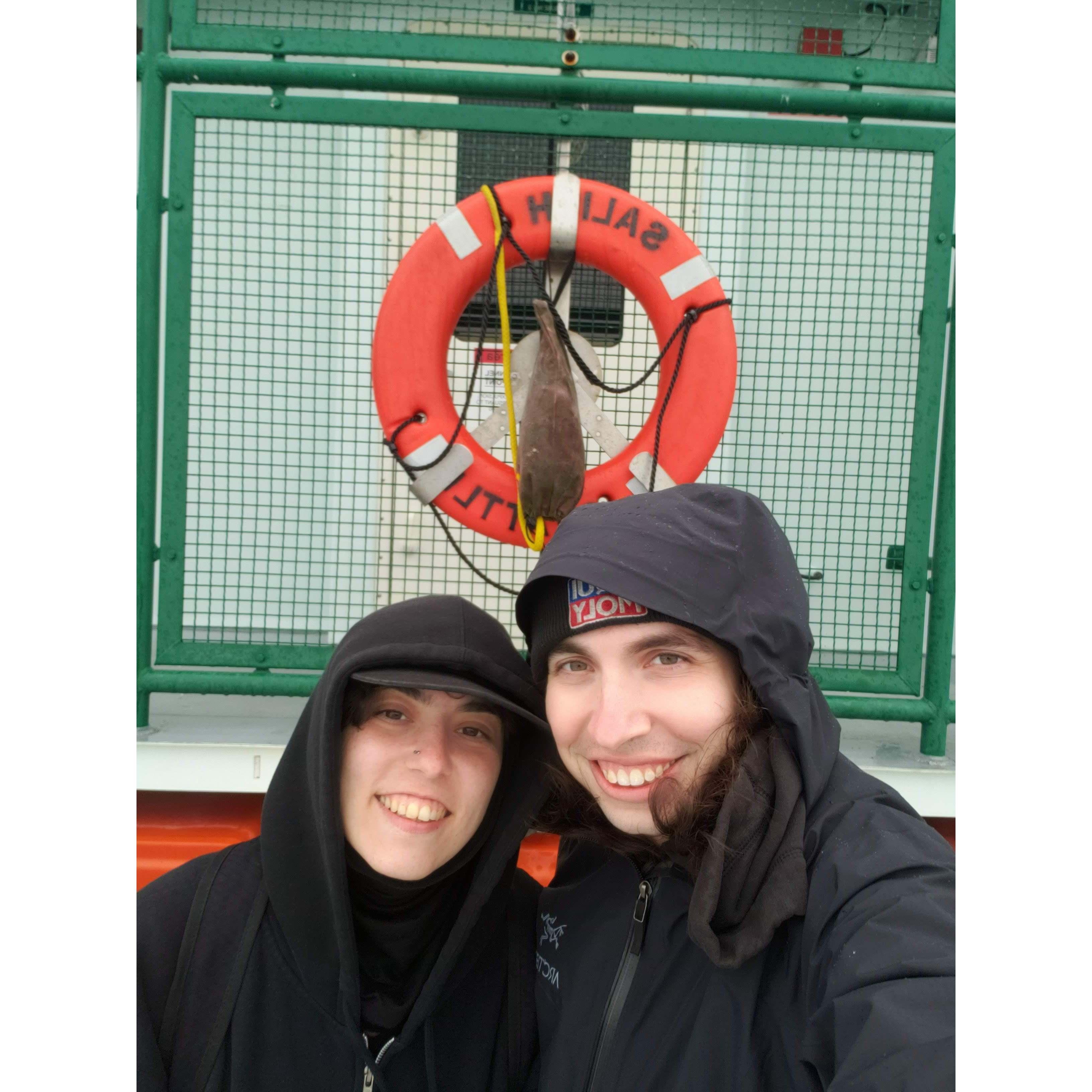 Rex and Yara on the ferry to Whidbey Island