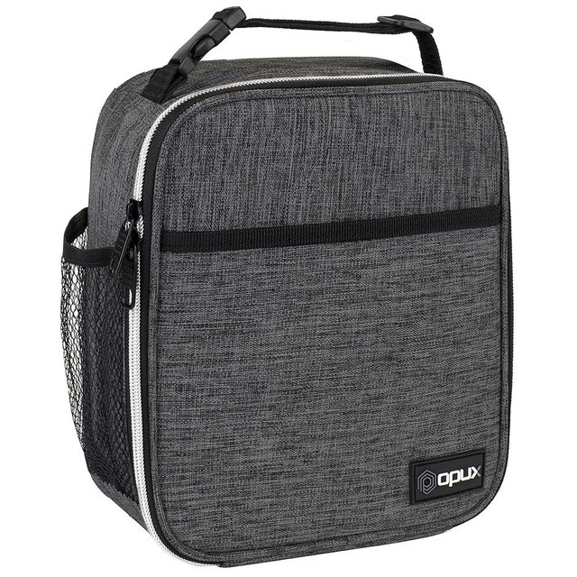 opux Premium Insulated Lunch Box, Soft School Lunch Bag for Kids Boys Girls, Leakproof Small Lunch Pail Men Women Work, Reusable Compact Cooler Tote Lunchbox for Office Adult, Charcoal