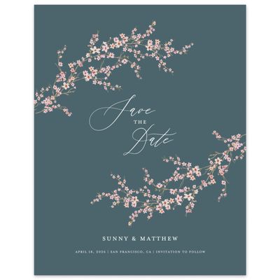 Deep Blue Spruce Wedding Digital Save the Date - Sakura Portrait