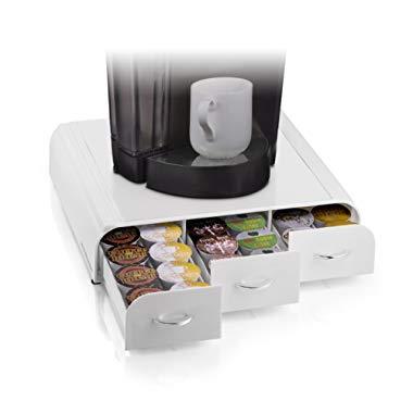 Mind Reader 36 Capacity 'Anchor' Triple Drawer K-Cup, Dolce Gusto, CBTL, Verismo, Single Serve Coffee Pod Holder Drawer, White