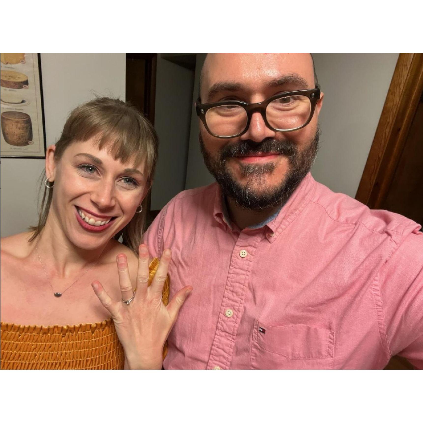 Mere moments after getting engaged in the kitchen of our house.