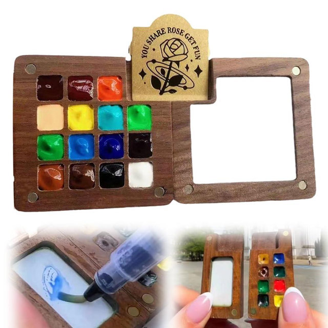 2026 New Tobios Watercolor Kit, Mini Watercolor Paint Set Paint Palette Travel Kit, Pocket Artist Watercolor Travel Set, Mini Portable Watercolor Travel Set (15 Grid)